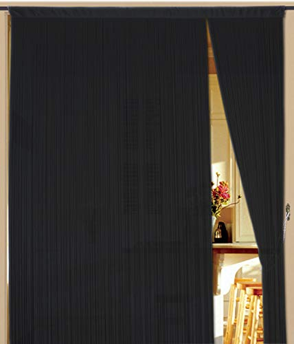 Kaikoon Fadenvorhang Vorhang Fadenstore Fadengardine Messe 150 cm x 300 cm schwarz Neu