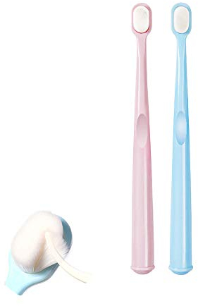 HanryDong Katzen-Zahnbürste mit weichem Mini-Kopf, tiefe Reinigung, dichte Bürste, sichere und effektive Mundpflege, kleine Hundezahnbürste entfernt schlechten Atem (Rosa, Blau)