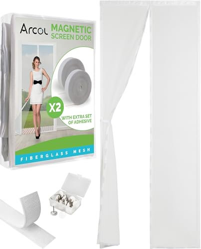 ARCOL Zanzariera Magnetica 80x250 cm Premium in Fibra di Vetro - Stop Zanzare in 3 Min., Rete Ultra-Fine Anti-Insetti, Chiusura Automatica con Magneti & Pesi, Nastro a Strappo Extra-Largo (Bianco)