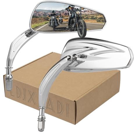 LDJXDADI Motorcycle Chrome Rear view Mirrors for Sportster Road King Street Electra Glide Road Glide Dyna Softail 1982-2024(Chrome)