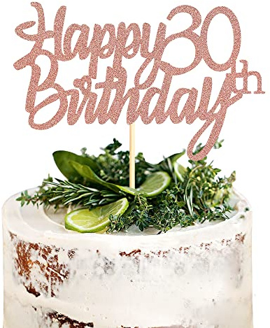 Sumerk 30pcs 30th Birthday Cake Toppers Cake Toppers for Birthday Party Decorating Supplies Rose Gold 1 Pack