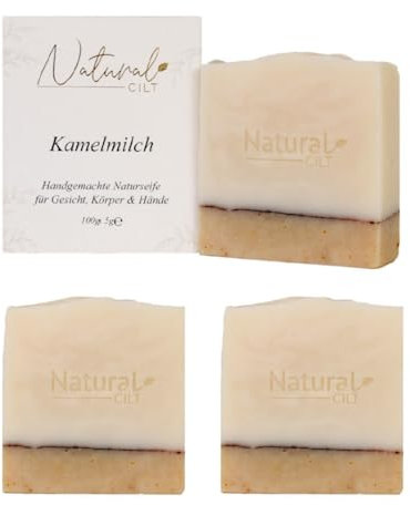 3x Natural Cilt Kamelmilch Seife - 100% Naturseife - ohne bedenkliche Inhaltsstoffe - Zertifiziert - Handgemacht - Duschseife für alle Hauttypen - Duschgel - Naturkosmetik