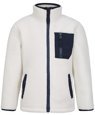 Mountain Warehouse Atlas Polaire Borg zippée pour Enfant - Sweat-Shirt Chaud et Confortable avec Poches Avant - Idéal pour Le Printemps, l'été, Le Camping, l'extérieur Beige 9-10 Ans