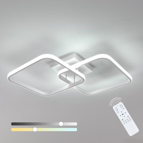 Toolight Moderne LED Deckenleuchte Dimmbar, 50W 5625LM Deckenlampe Quadratische Dimmbar mit Fernbedienung 3000-6500K, 59cm Acryl-Deckenleuchte Moderne für Küche Wohnzimmer Schlafzimmer Badezimmer Flur