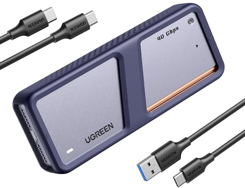 UGREEN USB 4 M2 Gehäuse, 40Gbps NVMe Gehäuse mit leistungsstarker Kühlleistung, USB M2 SSD Adapter für Datenspeicher, kompatibel mit MacBook Pro M4/M4 Pro und M4 Max, HP Celeron N4120, Mac mini M4