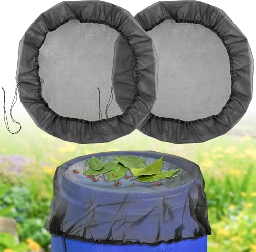 Regentonnen Netz, 2 Stück Verstellbares Regentonnenabdeckung, Deckel Regentonne mit Gummizug, Ø 95cm Regentonne Mückenschutz Schutz vor Laub und Insekt