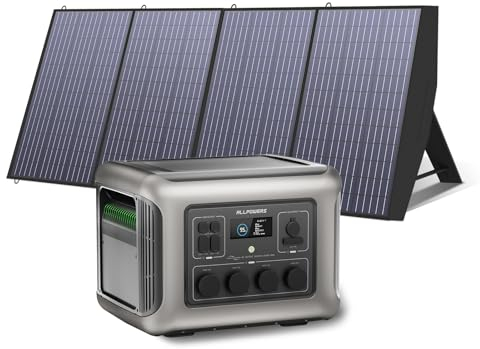 ALLPOWERS R2500 Set Tragbare Powerstation mit 200W Solarpanel, LiFePO4 Akku, 2500W Solargenerator, 4x 230V AC Steckdosen mit 2016Wh Akku LFP Powerstation für Stromausfall, Camping, Wohnmobil