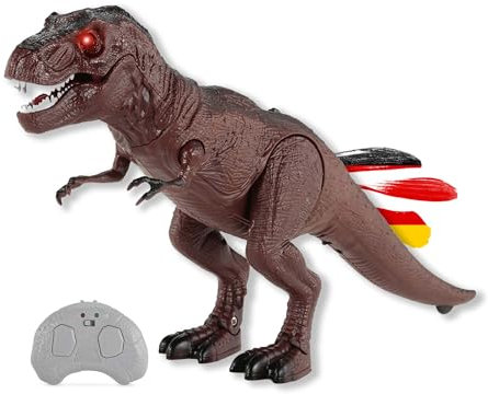 RC Ferngesteuerter T-Rex Dinosaurier mit Fernsteuerung, integr. Akku, Sound, LED-Augen, Gehfunktion, 23 cm lang, Spielzeug Modell f. Kinder, Dino-Fans, ferngesteuert detailgetreu ab 3 4 5 6 7 8 Jahren