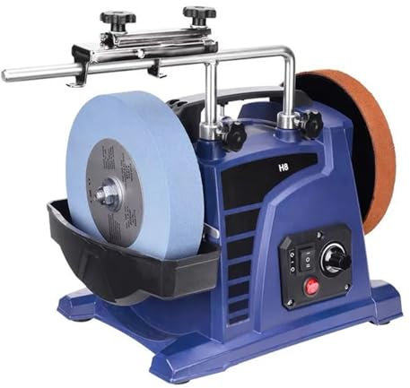 Amoladora de cuchillos eléctrica H8 de 200W, afilador de 8 pulgadas for escritorio doméstico, herramientas de carpintería, máquina afiladora refrigerada por agua de baja velocidad