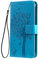 SEAHAI Coque pour Motorola Moto G15 / Moto G15 Power Etui Portefeuille, Joli Rétro Feuilles et Chat Embossée Premium PU Cuir Housse Flip Cover, Étui Antichoc Case, Bleu