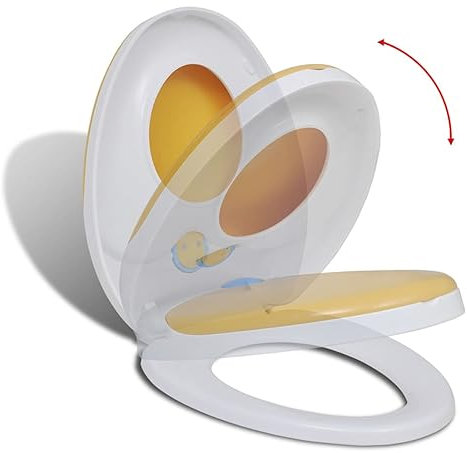 LAPOOH White & Yellow Soft-close Toilet Seat Adults/Children,Toilet Seat,Soft-close Toilet Seat,Bathroom Fixtures-141766