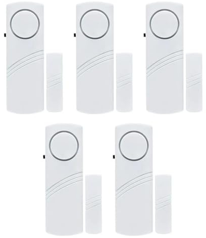Giuneuow 5 Juegos por Lote,Alarma Antirrobo InaláMbrica,Alarma con Sensor MagnéTico para Puertas y Ventanas, ProteccióN de Seguridad para el Hogar Inteligente, Alarma para Puerta y Ventana