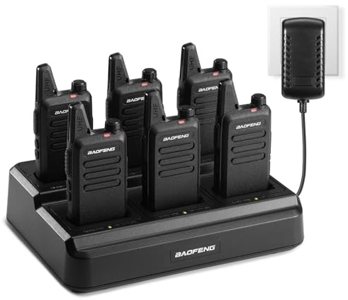 BAOFENG T22 Walkie Talkies PMR446 Radio för företag, 16 kanalers tvåvägsradio med 1500 mAh batteri, bärbar uppladdningsbar walkie-talkie för hotell, restaurang (6 pack & sexvägsladdare)