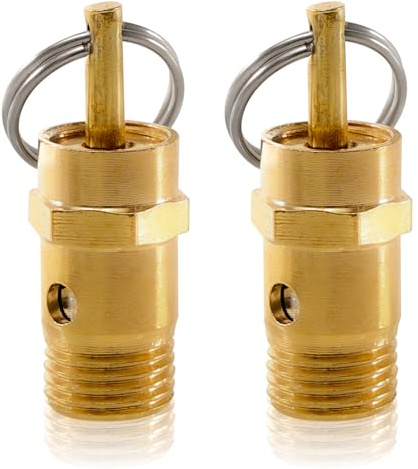 2 stycken tryckluft säkerhetsventil 1/4 tum, 125 PSI, mässing luftkompressor, övertrycksventil, 1/4 tum BSP luftkompressor, säkerhetsventil, mässing tryckavlastningsventil för luftkompressor 8,5 bar