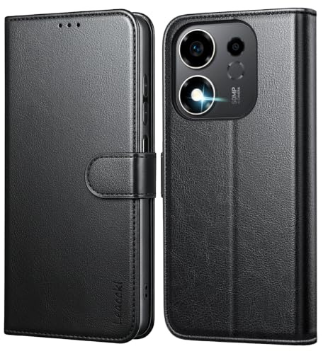 Leacckl Coque pour Honor 600 Smart, Etui Protection Housse Premium en Cuir PU Portefeuille, [Ranges Cartes] Pochette Fermeture Magnétique, Noir