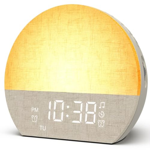 KEPLUG Réveil Lumineux Simulateur d'Aube, Reveil Matin Lampe de Chevet
