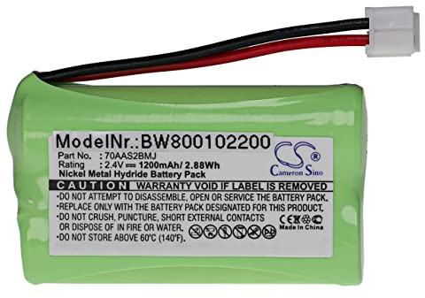 vhbw NI-MH Akku 1200mAh (2.4V) kompatibel mit Binatone MD500, Micro DECT MD-500BTI, Clarity 600, Synergy 500 Seniorentelefon, Handy - Ersatz für 70AAS2BMJ, 6AAS2BMJ, E3N.