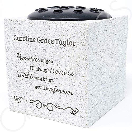 Angraves Personalised Customised Treasured Memories Memorial Graveside Flower Rose Bowl Vase Pot