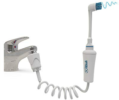 Idropulsore Dentale SoWash Brush 2 in 1 | Vortice Brush | Si Collega al Rubinetto | Irrigatore Dentale Senza Batterie e Elettricità | Testina Vortice con setole 3 Getti Convergenti | Prodotto Italiano