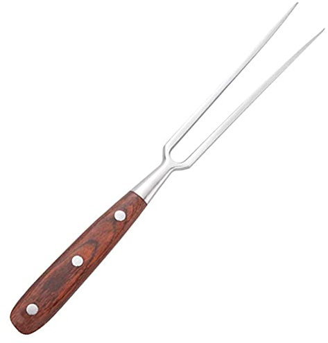 LATRAT Fleischgabel aus Rostfreiem Stahl mit Holzgriff Grillgabel Tranchiergabel, mit Zwei Zinken Schnitzgabel Kochwerkzeug, für Schweinefleisch Putenhähnchen Rindfleisch