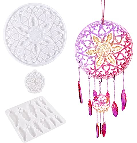 Woohome Dream Catcher Acchiappasogni in Resina Epossidica, Stampi per la Creazione di Artigianato Fai Da Te e Decorazioni per la Casa