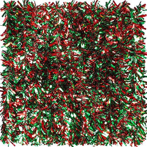 Sosation 100 ft Christmas Tinsel Garland Metallic Twist,Red Green