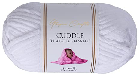 Utopia Crafts Cuddle Super Chunky Chenille Garn Weiß, 100 g Knäuel, 60 m, Flauschiges, Dickes Strickgarn Häkelgarn, Maschinenwäsche, Stricken Häkeln für Anfänger, Wollalternative