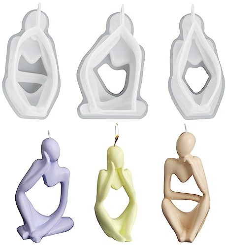 Yiyifor - Molde de vela de silicona, 3 piezas para velas de silicona, molde de vela de silicona, molde para manualidades decorativas para hacer velas perfumadas, jabones y figuras