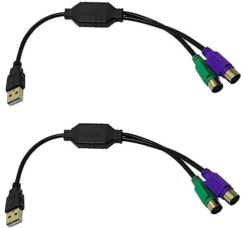BLLNDX 2PCS Black Dual PS2 to USB Adapter for Keyboard and Mouse, PS/2 to USB Adapter