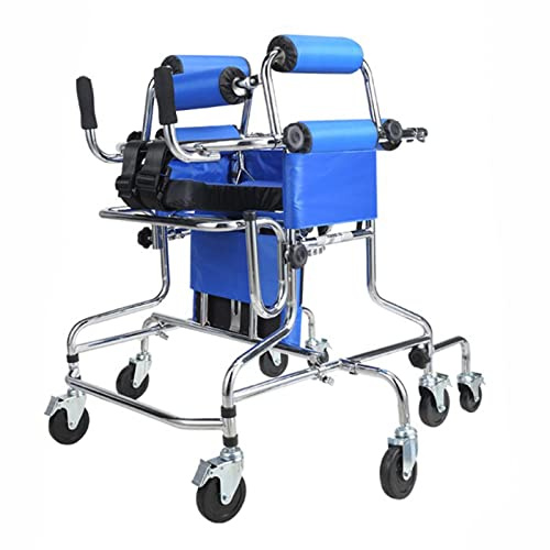 Gåhjälp för funktionshindrade barn med hjul Barnrehabiliteringsrollator, med vadderad sits för barn, tonåringar, höjdjusterbar, C (E)