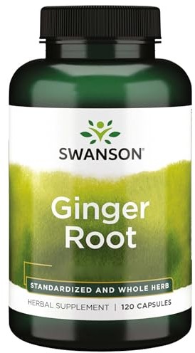 Swanson, Ginger Root, 120 glutenfreie Kapseln, 250mg Ingwerwurzel-Extrakt je Dosis, Sojafrei, GMO frei, Geschmacksneutral