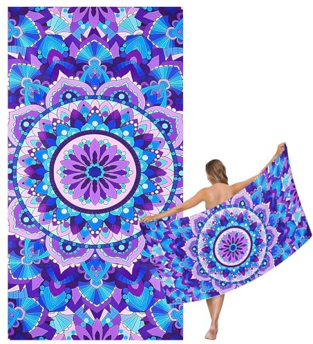 Mienocol Large Quick Dry Microfibre Beach Bath Towel for Adult,Mandala Flower Sand Free Beach Towel with Bag,Lightweight Gym Yoga Sports Towel,Compact Travel Summer Beach Towel for Women Men