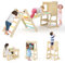 GOPLUS 7 en 1 Triángulo de Escalada Montessori para Niños de 3-14 Años+, Juego de Escalada Plegable con Rampa de Doble Cara, Torre de Apendizaje y Pizarra, Ayudante para Cocina, Mesa y Silla