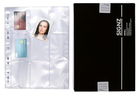 SIGNZ Sammelhülle DIN A4 | 9-teilig (9 Taschen a 67x92mm), 30 Stück, extra starke 110 my, glasklar, CO2-neutral hergestellt, made in Germany