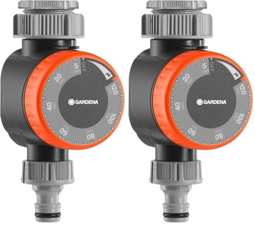 Gardena Bewässerungsuhr: Automatische Zeitschaltuhr für Wasserhähne 26,5 mm (G 3/4) oder 33,3 mm (G1), Flexible Bewässerungsdauer (5-120 min), leichtes Anschließen Dank Schnellstecksystem (1169-20)