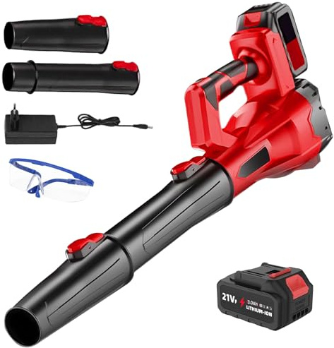 Souffleur Batterie 21V - Souffleur à Feuilles Souffleurs De Feuilles sans Fil avec Batterie Et Chargeur 60m/s 0-40,000r/Min / 6 Vitesse/Portable pour Jardins, Cour, Feuille, Neige (B-13,000mah*1)