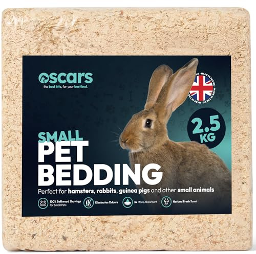 Oscars 2.5kg Wood Shavings Natural Small Pet Bedding - for Hamster Cage, Guinea Pig Cage, Rabbit Hutch - Soft Biodegradable Hamster Bedding, Odour Control Eco Friendly Substrate
