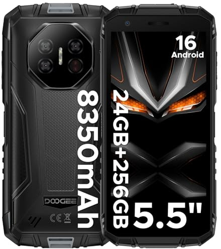 Luzglo Fire 3 Ultra Movil Irrompible Android 15, 5.5 HD+ 8350mAh Batería Móvil Rugerizado, 24GB+256GB/2TB Octa-Core T7200, 16MP+8MP, IP68/Face ID/Huella Dactilar/OTG/NFC/Dual SIM 4G Móvil Resistente
