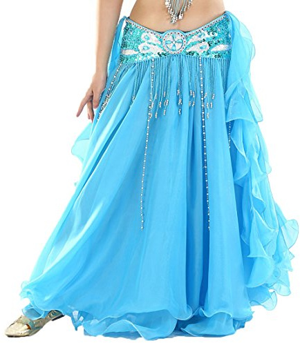 Calcifer - Falda Elegante de Gasa para Bailar y Bailar de Vientre, Azul Celeste