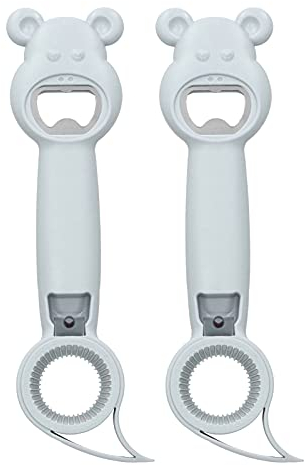 Jeffergarden 2Pcs Bottle Opener, 4‑in‑1 Can Opener Universal Classic Beer Opener Portable Manual Drinking Beverage Bottle Opener for Camping and Traveling(grey)