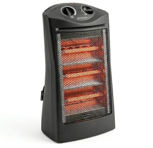 Comfort Zone Space Heaters for Indoor Use, Portable Electric Heater, Adjustable Thermostat, Infrared Heat, Quartz Tower Space Heater with 2 Heat Settings, Bedroom Heater, Black