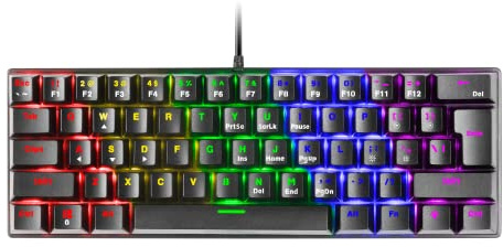 Mars Gaming MK60 Nero, Tastiera Gaming Meccanica FRGB, Antighosting, Switch Meccanico Blu, Lingua US