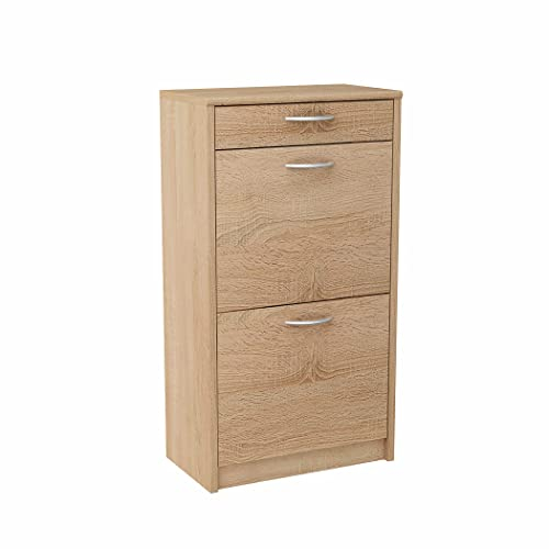 Meblando Schuhschrank Schuhregal - schuhkipper schmal + shauflade, 92 x 50 x 28 cm, Schuhkommode Schuhregal für Flur - Shoe Cabinet, Holzmöbel-Einheit (Sonoma Eiche)