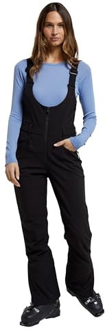 Mountain Warehouse Bib Front Womens Thermal Lined Ski Pants - Water-Resistant Windproof Trousers with Snow Gaiters - Winter Skiing, Sports, Walking Black Women's Size 20