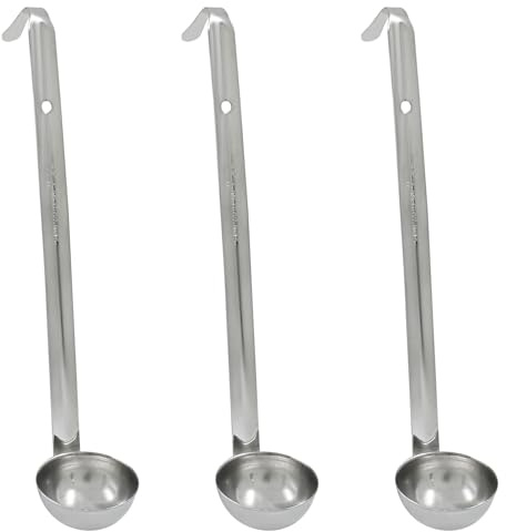 Piutouyar 3 Pcs 1 oz Soup Ladle Set, Stainless Steel Ladle with Long Hooked Handles Kitchen Cooking Serving Ladle Accessories for Cooking Soup Sauce Stews