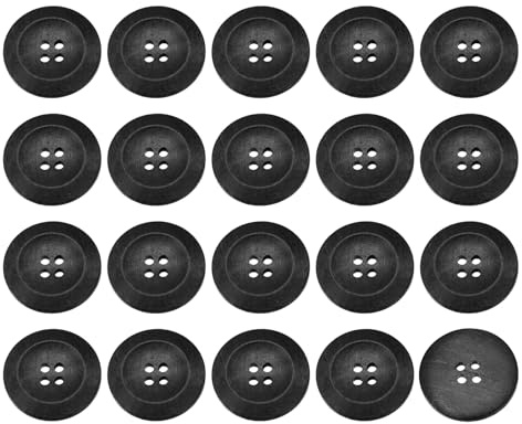 uxcell 50Pcs Wooden Buttons, 30mm(1 3/16) 4 Hole Round Wood Sewing Button Craft for Sewing DIY Craft Clothing, Black