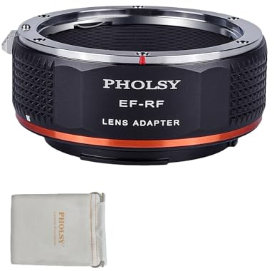 PHOLSY Enfoque Manual Adaptador de Objetivo Compatible con Objetivos Canon EF (EF-S) y Cuerpo de Cámara Canon RF (EOS R-Type), EF a RF