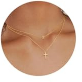 TINGN Kreuz Kette Gold für Damen - Choker mit A-Z Buchstaben, Halskette für Layering