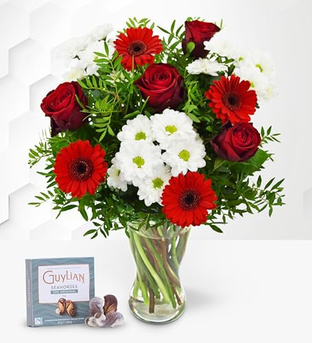 Fantasía Floral con chocolates- Ramo de Flores – Regalo de Flores Frescas para Cumpleaños o Día de la Madre – Arreglo de Lujo con Entrega al Día Siguiente – Sorpresa Elegante para Ella