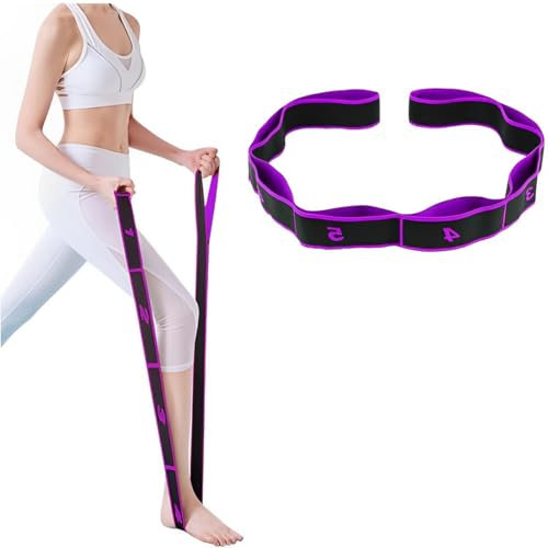 BDEPSTR Sangle de yoga élastique avec 9 extrémités - Bande de résistance segmentée pour yoga, pilates, danse, rééducation